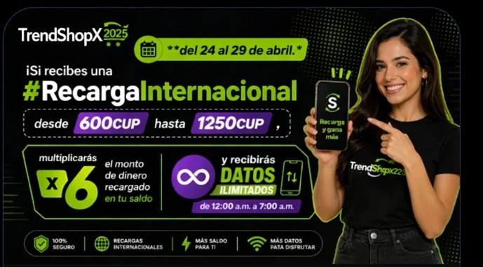 Recarga x6 internacional's foto | TrendShopX2025 |  BizneCubano
