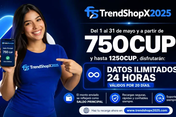 Recarga internacional Saldo + internet ilimitado 20 días's foto | TrendShopX2025 |  BizneCubano