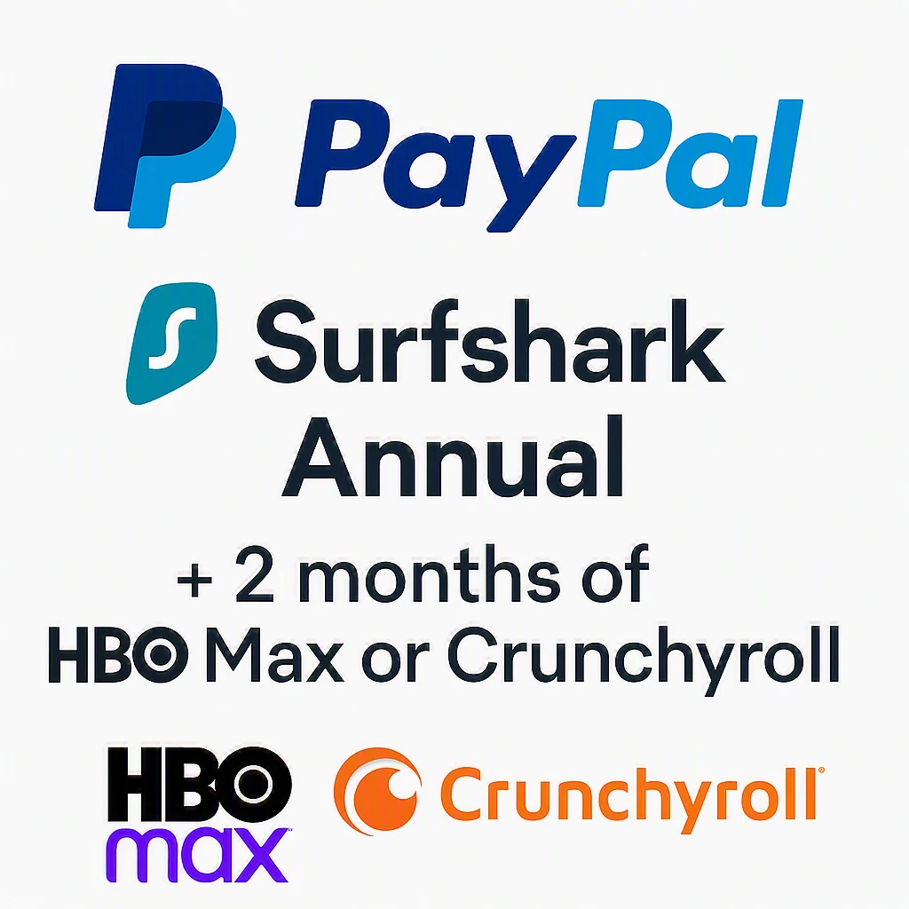 Paypal + Surfshark Anual + 1 meses de hbo max o Crunchyroll's foto | TrendShopX2025 |  BizneCubano
